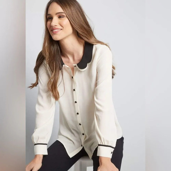 MODCLOTH NWOT Your True‎ Collars Long Sleeve Blouse - Picture 1 of 10